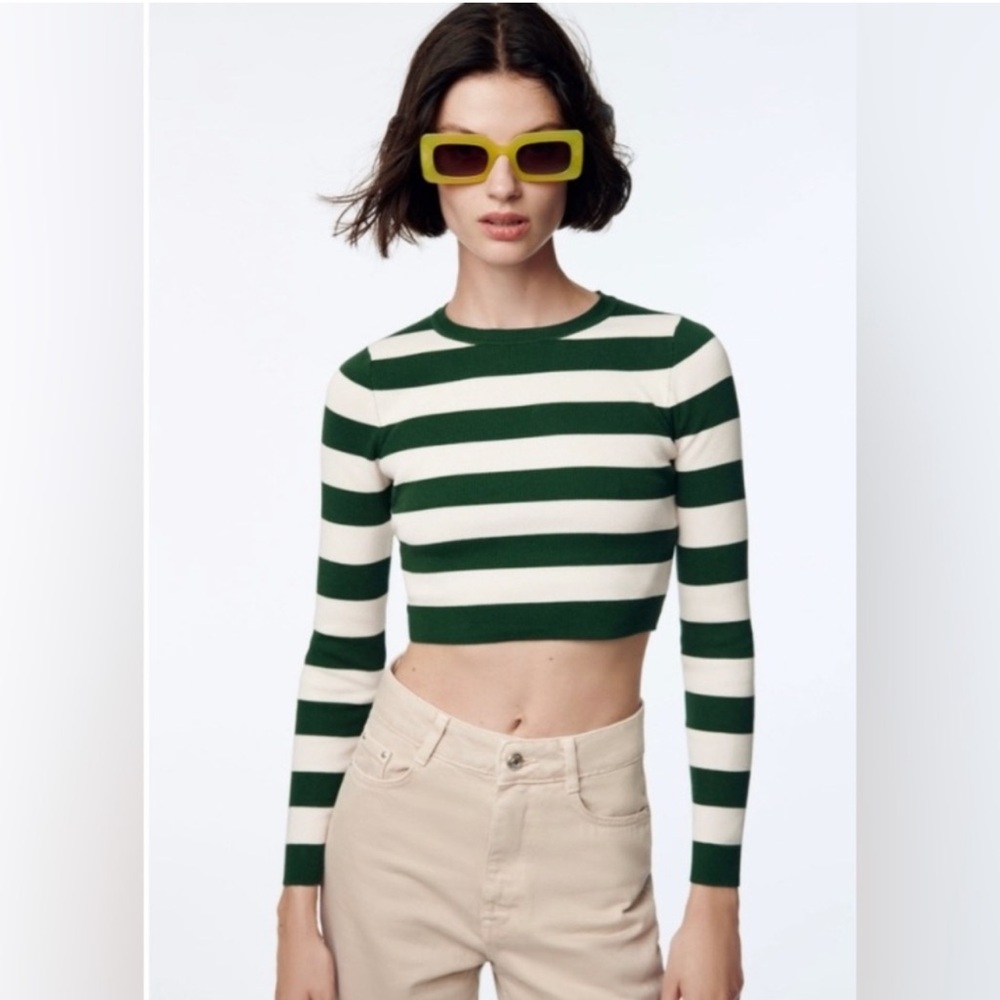 Zara Striped Cropped Sweater